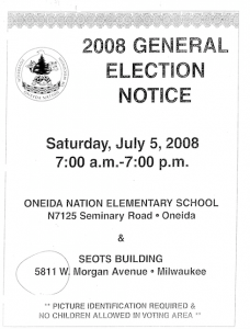 2008 General Election Notice with wrong SEOTS Polling Stie address