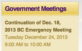 Continuation of Dec. 18 BC Meeting