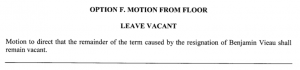 Option F to Leave Vacant BC Position